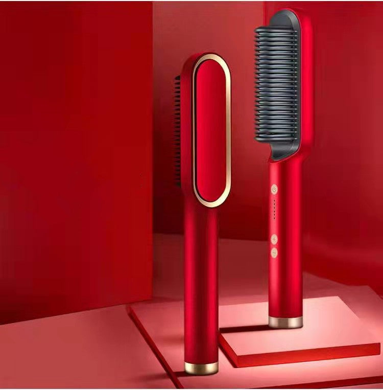 2-in-1 Hair Straightener & Curling Brush with Negative Ion Technology