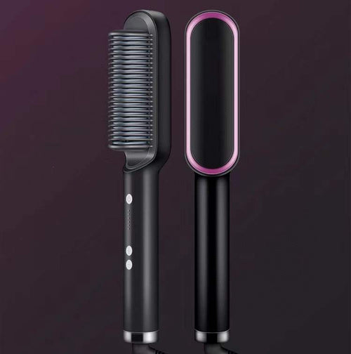 2-in-1 Hair Straightener & Curling Brush with Negative Ion Technology