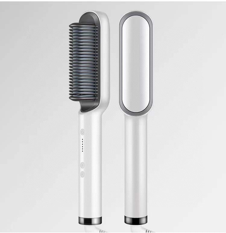 2-in-1 Hair Straightener & Curling Brush with Negative Ion Technology