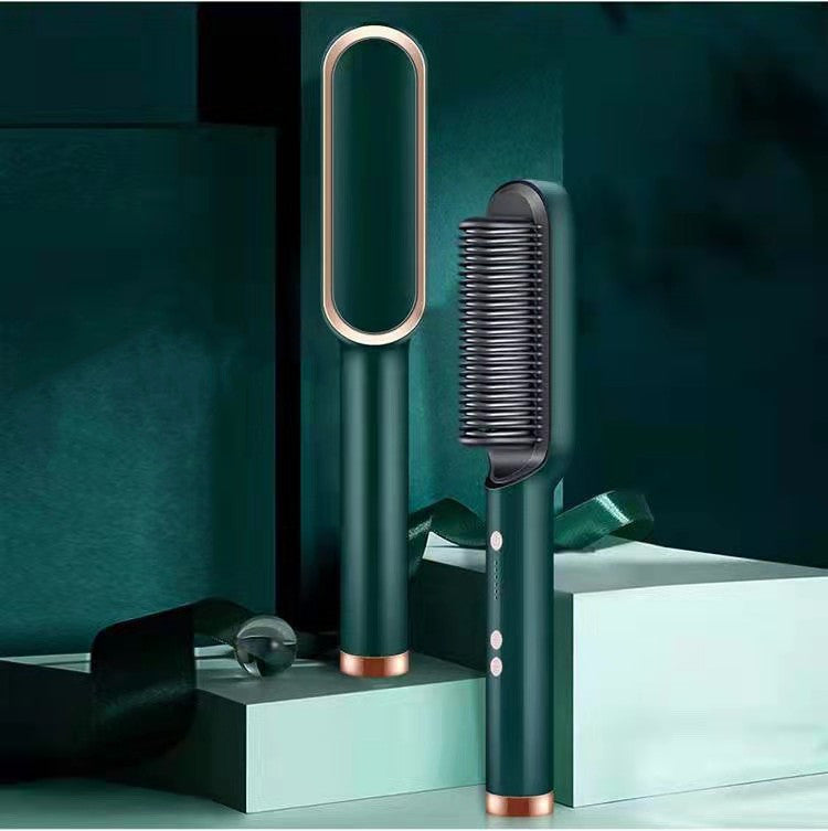 2-in-1 Hair Straightener & Curling Brush with Negative Ion Technology