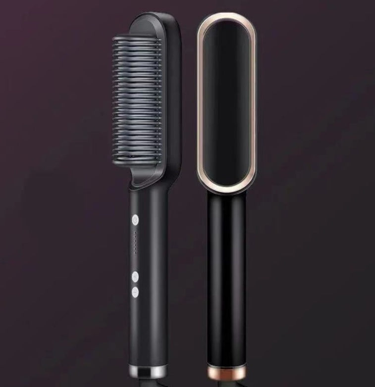 2-in-1 Hair Straightener & Curling Brush with Negative Ion Technology