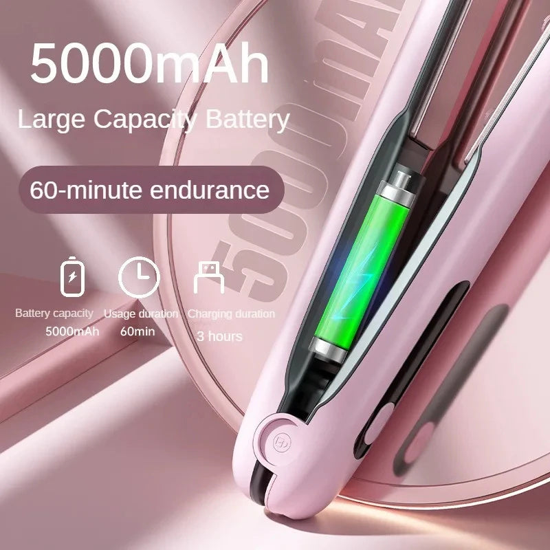 Wireless 2-in-1 Hair Straightener & Curler - Cordless Styling Iron
