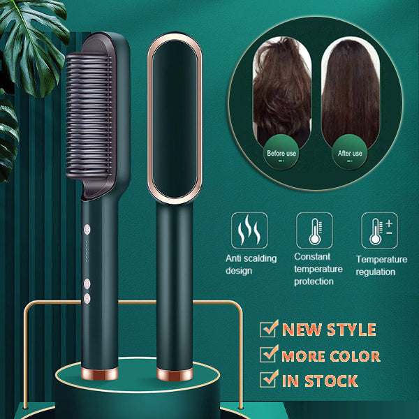 2-in-1 Hair Straightener & Curling Brush with Negative Ion Technology