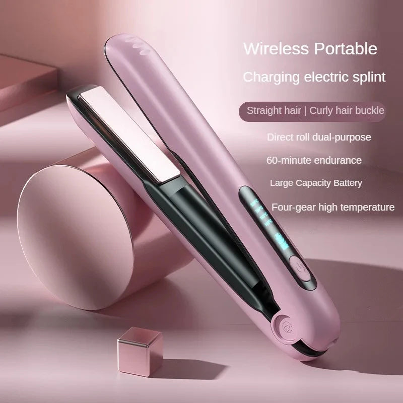 Wireless 2-in-1 Hair Straightener & Curler - Cordless Styling Iron