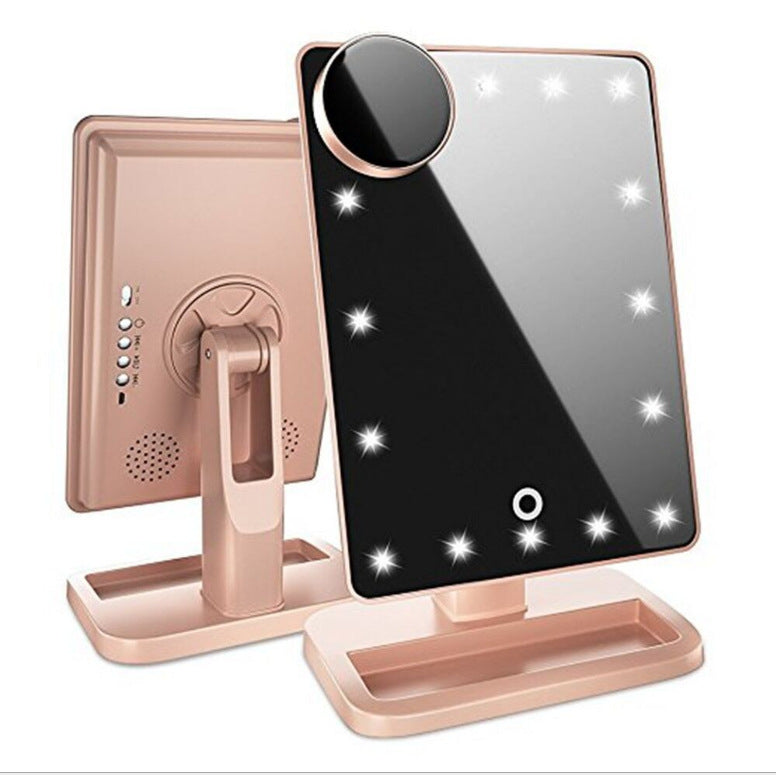 LED Makeup Mirror with Bluetooth Speaker - 20 Lights & 10X Magnification