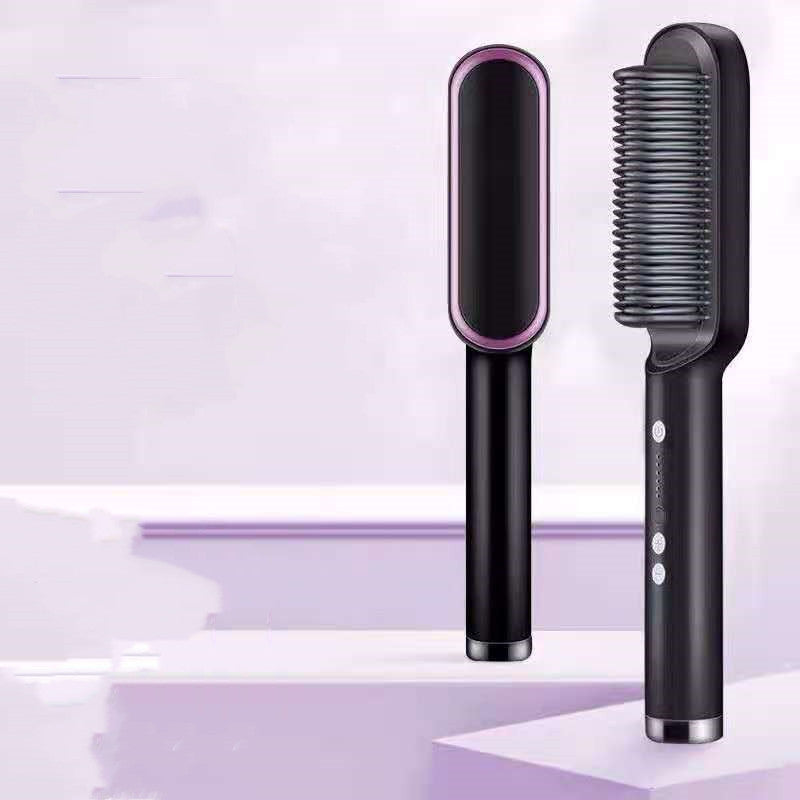 2-in-1 Hair Straightener & Curling Brush with Negative Ion Technology