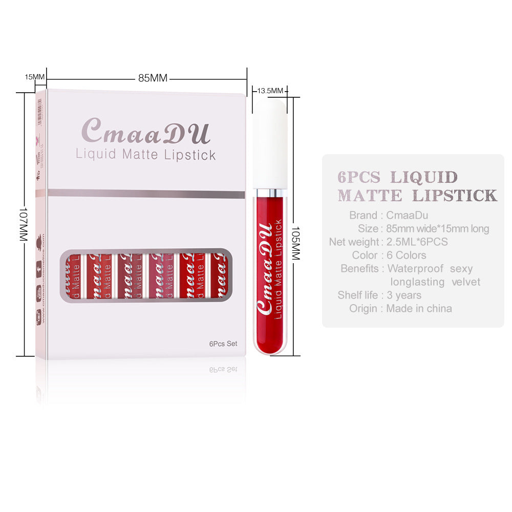 Matte Lipstick Collection - 6-Piece Long-Lasting Waterproof Set
