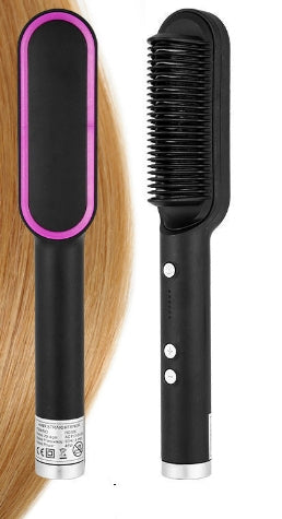 2-in-1 Hair Straightener & Curling Brush with Negative Ion Technology